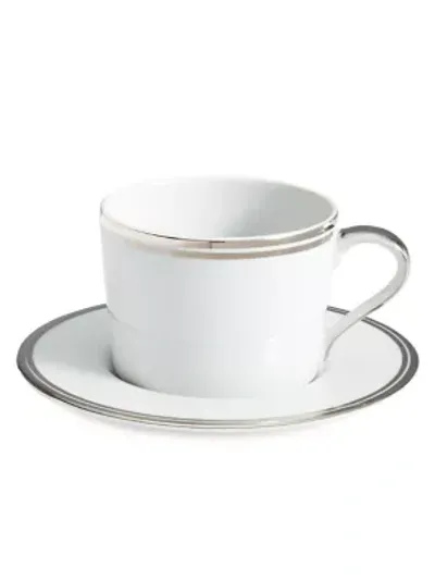 Ralph Lauren Wilshire Tea Cup And Saucer, Platinum In Silver