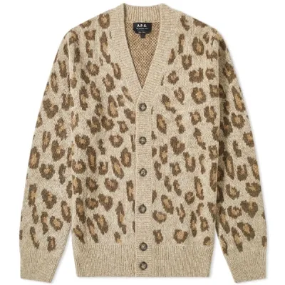 Apc Oscar Leopard Print Cardigan In Neutrals