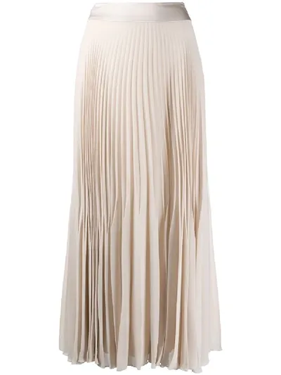 Peserico Pleated Chiffon Midi Skirt In Neutrals