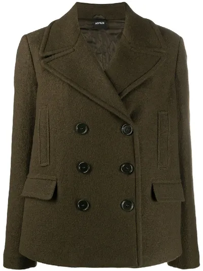 Aspesi Felt Peacoat In Brown