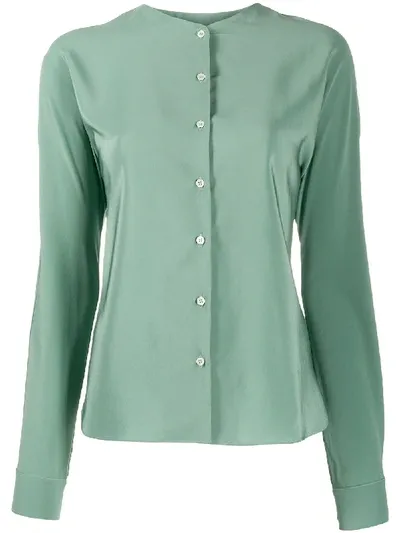 Aspesi Buttoned Silk Blouse In Green