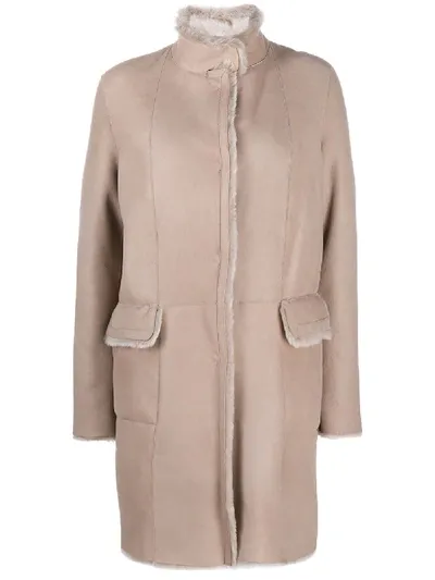 Manzoni 24 Reversible Shearling Coat In Neutrals