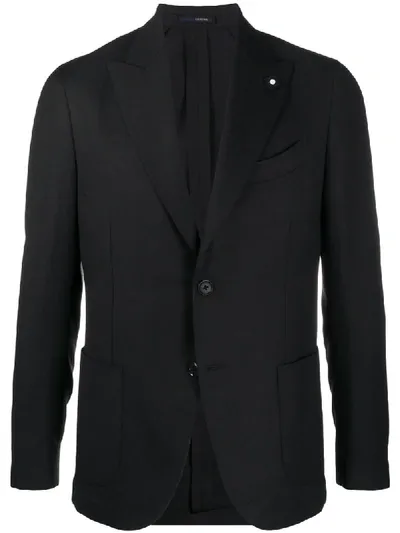 Lardini Single Breasted Peak Lapel Blazer In Black