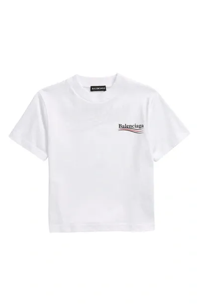 Balenciaga Logo Print Cotton Jersey T-shirt In White