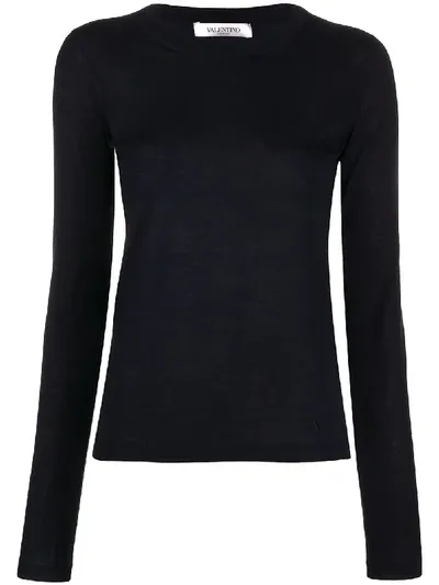 Valentino Fine-knit Jumper In Blue