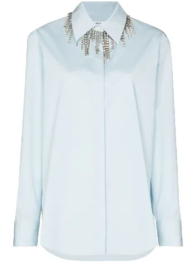 Area Crystal Embellished Collar Shirt In Blue