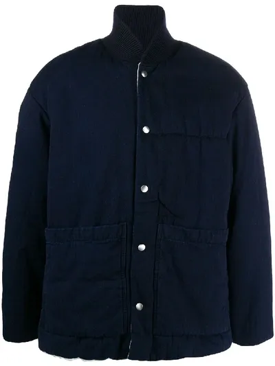 Jil Sander Funnel Collar Padded Jacket In Blue