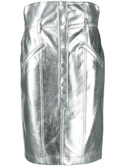 Philosophy Di Lorenzo Serafini High-waisted Metallic Pencil Skirt In Silver