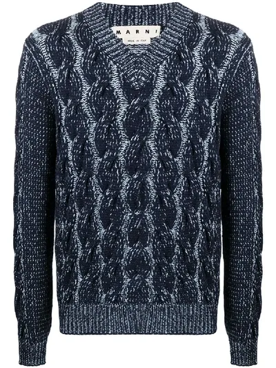 Marni Cable Knit Sweater In Blue