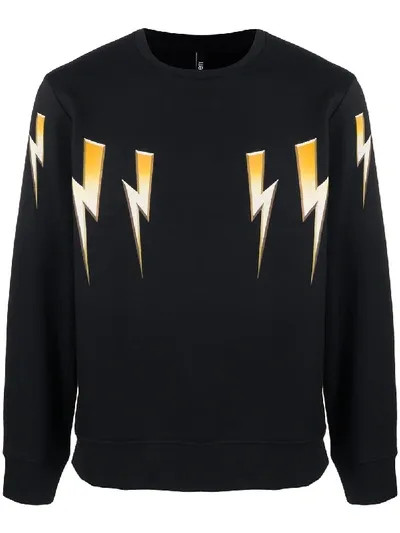 Neil Barrett Thunderbolt Print Sweatshirt In Black