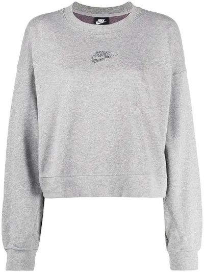 Nike Cropped Logo Sweatshirt In Grey