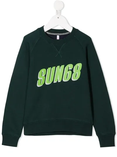 Sun 68 Kids' Slogan Print Sweatshirt In Green