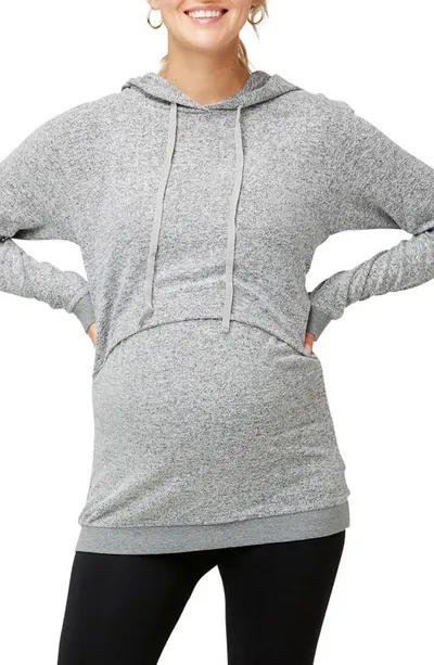 Nom Maternity Jojo Maternity And Nursing Hoodie In Gray Hacci