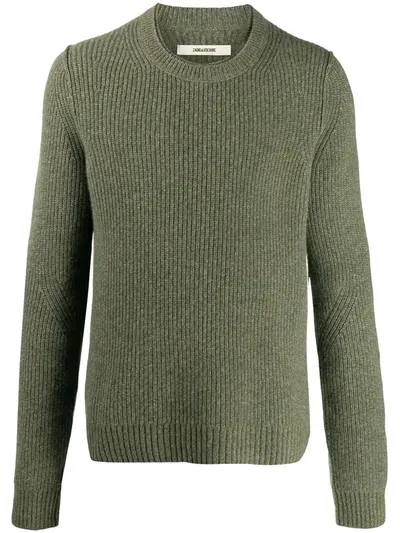 Zadig & Voltaire Kennedy Cashmere Ribbed Sweater In Green