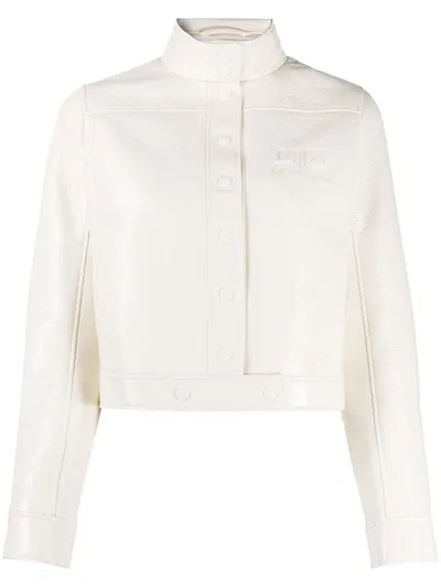 Courrèges Leather-effect Cropped Jacket In White