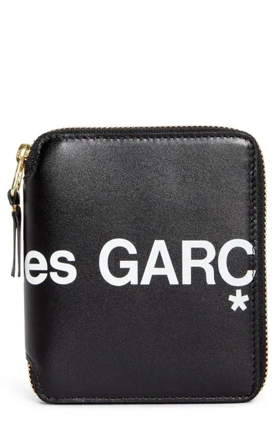 Comme Des Garçons Huge Logo Zip Around Wallet In Black