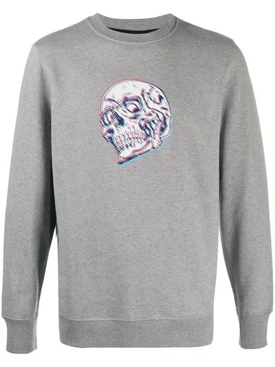 Paul Smith Organic Cotton Skull-print Sweatshirt In Grey