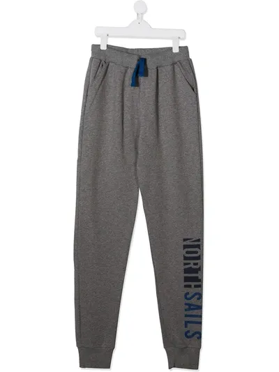 North Sails Teen Logo Print Track Pants In Grey