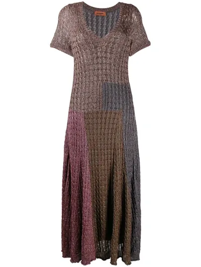 Missoni Patchwork Textured-knit Dress In Gold