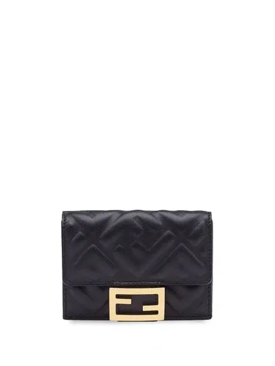 Fendi Monogram Pattern Wallet In Black