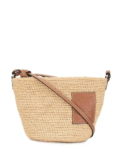 Loewe Raffia Weave Tote Bag In Neutrals