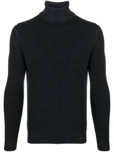 Dell'oglio Long Sleeve Roll Neck Sweater In Blue