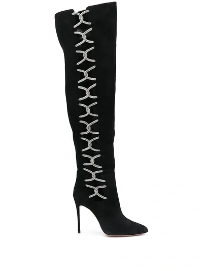 Aquazzura Sue 105mm Thigh Boots In Schwarz