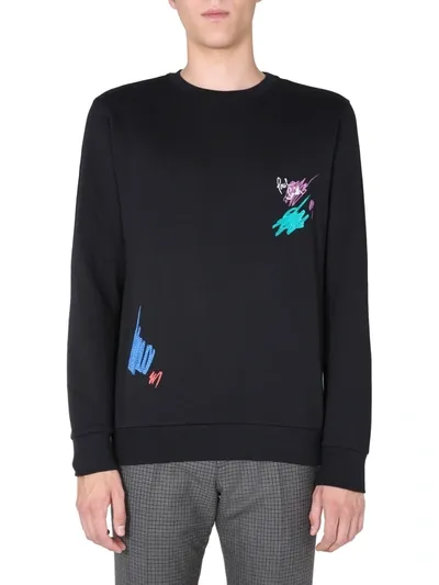 Paul Smith Multi-patch Detail Crew Neck Sweatshirt In Black