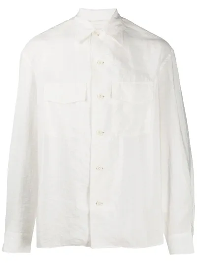 Lemaire Pointed Collar Long-sleeved Shirt In Neutrals