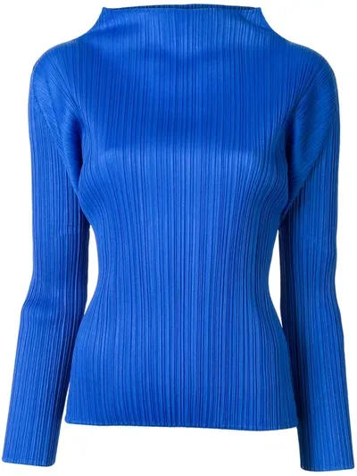 Issey Miyake Monthly Colours January Plissé-effect Top In Blue