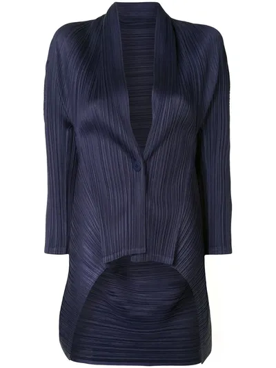 Issey Miyake Plissé Draped Blazer In Blue