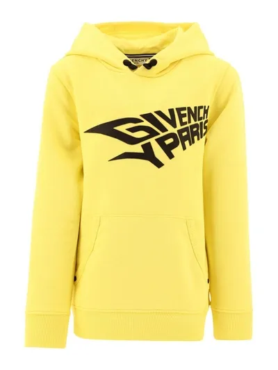 Givenchy Kids' Logo-print Drawstring Hoodie In Yellow