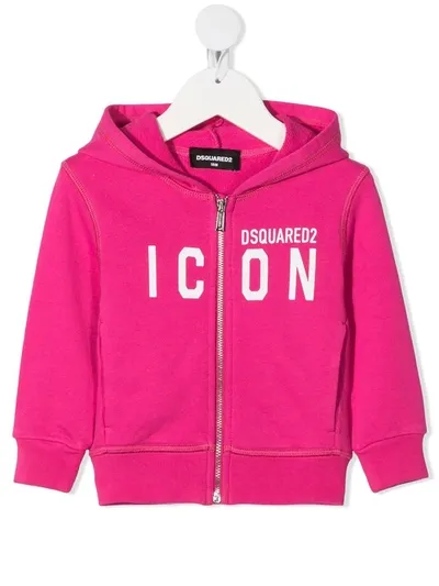 Dsquared2 Babies' Icon Print Zip-up Hoodie In 粉色