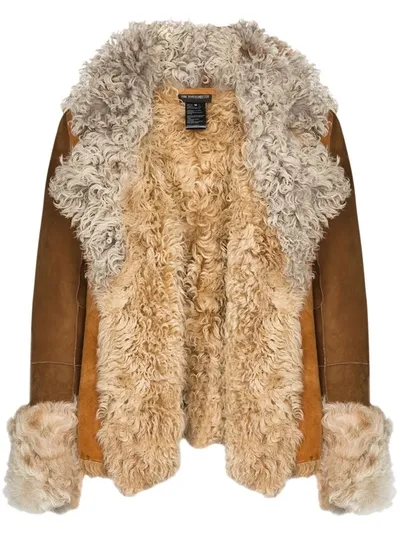 Ann Demeulemeester Panelled Shearling Jacket In Braun