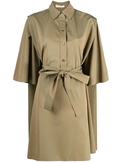 Givenchy Tied Waist Oversized Shirt Dress In Grün