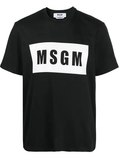 Msgm Logo Print T-shirt In 黑色