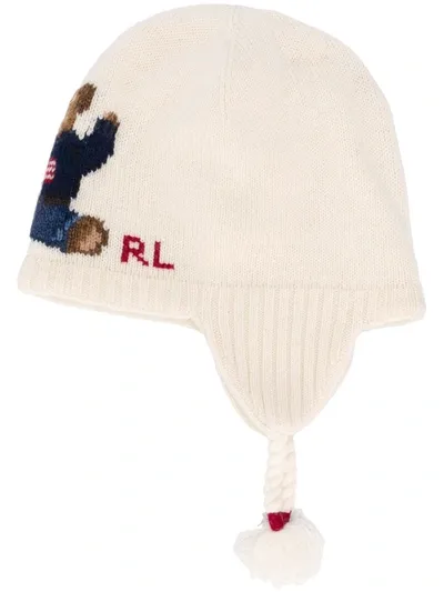 Ralph Lauren Babies' Intarsia Teddy Bear Beanie In Neutrals