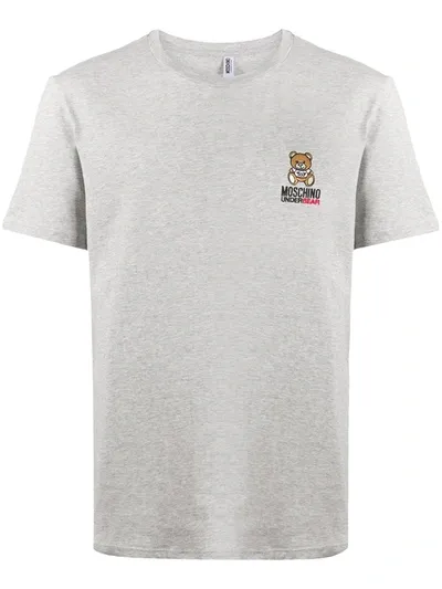 Moschino Bear-motif Logo-embroidered T-shirt In Grey