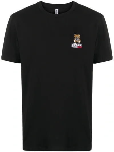 Moschino Bear-motif Logo-embroidered T-shirt In Black