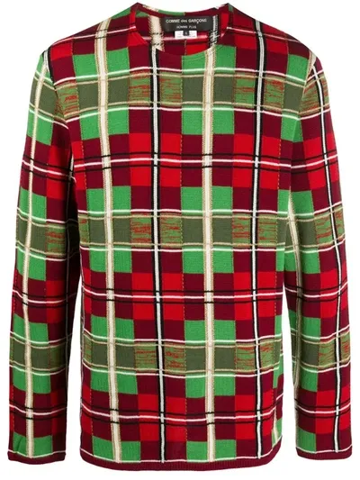 Comme Des Garçons Homme Deux Multiple-check Knit Jumper In Green