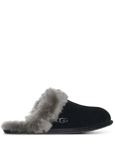 Ugg Scuffette Shearling-lined Slippers In Black Suede