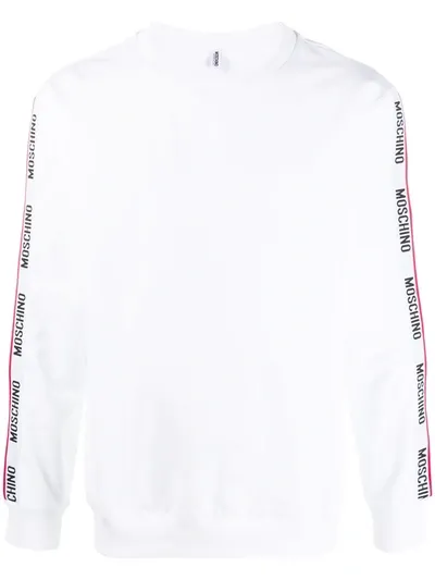 Moschino Logo-tape Long-sleeve Sweatshirt In 白色