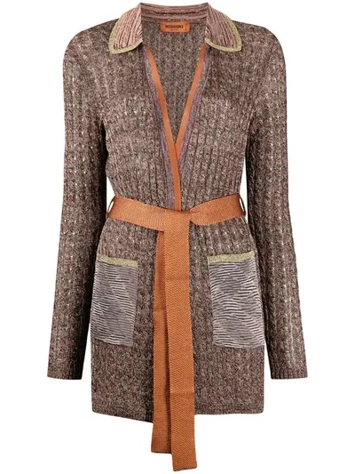 Missoni Textured-knit Cardigan In Gold