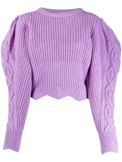 Wandering Balloon Sleeve Jumper In Lila