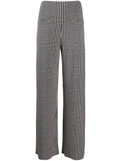 Norma Kamali Glenn Plaid Straight-leg Trousers In Black