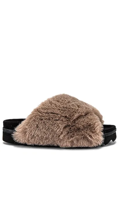 R0am Cloud Faux Fur Slippers In Nude