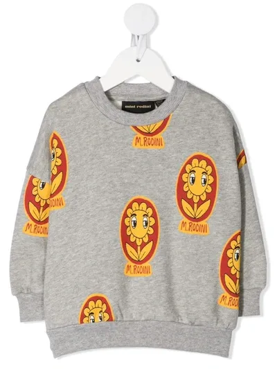 Mini Rodini Kids' Floral Print Sweatshirt In Grey