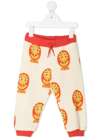 Mini Rodini Kids' Floral-print Track Pants In Neutrals