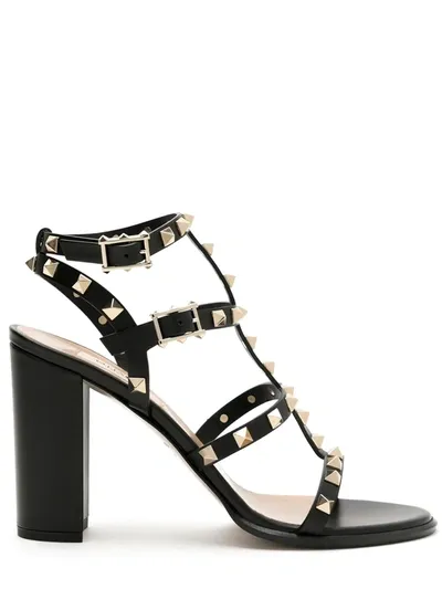 Valentino Garavani Rockstud 90mm Ankle-strap Sandals In Nero