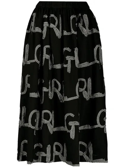 Comme Des Garcons Girl Appliqué Midi Skirt In Black